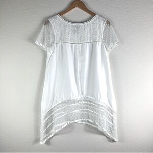 Sundance Small White Silk Asymmetrical Blouse with Short Sleeves Boho